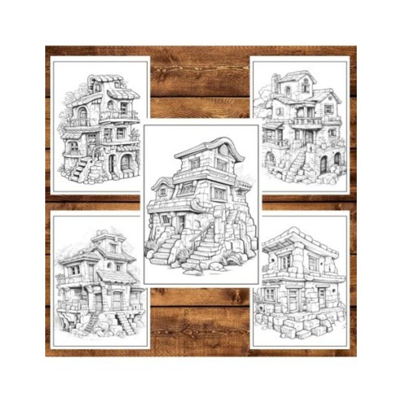 Carti si Birotica - Carti - Carti pentru copii - Carti de colorat - Carte de colorat, 50 de ilustratii, Case Mayase, 106 pagini, A5 - Infinity.ro