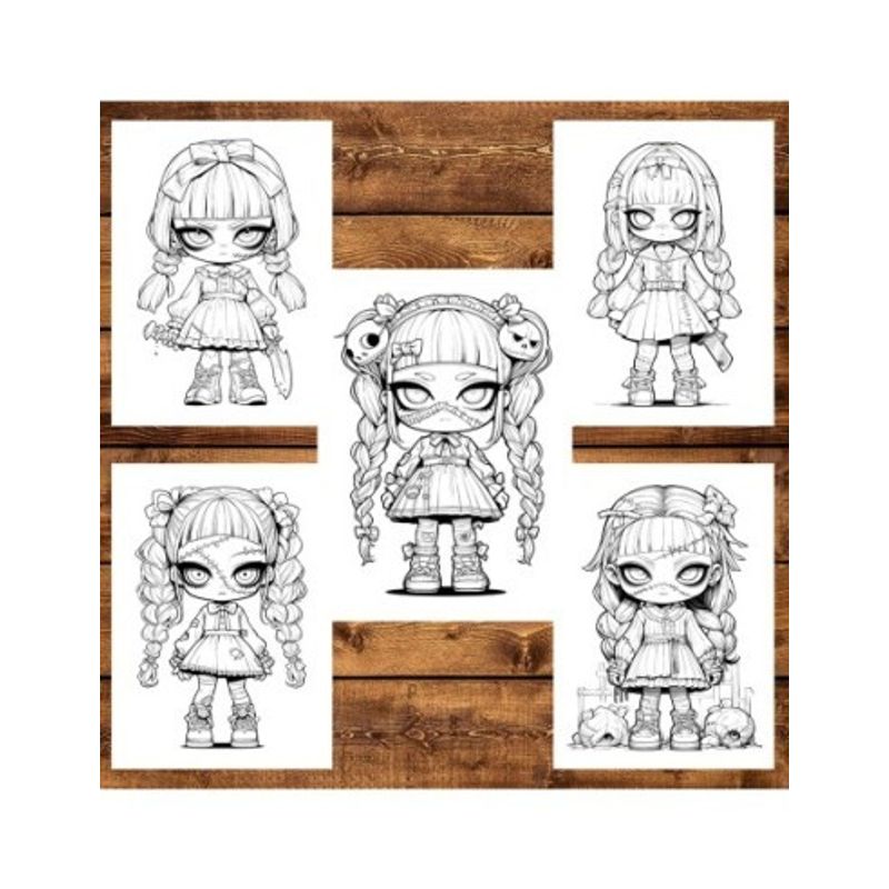 Carti si Birotica - Carti - Carti pentru copii - Carti de colorat - Carte de colorat, 50 de ilustratii, Chibi Horror Girls, 106 pagini, A5 - Infinity.ro