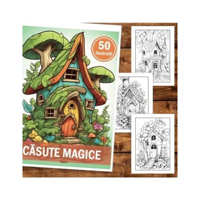 Carti si Birotica - Carti - Carti pentru copii - Carti de colorat - Carte de colorat, 50 de ilustratii, Casute Magice, 106 pagini, A5 - Infinity.ro