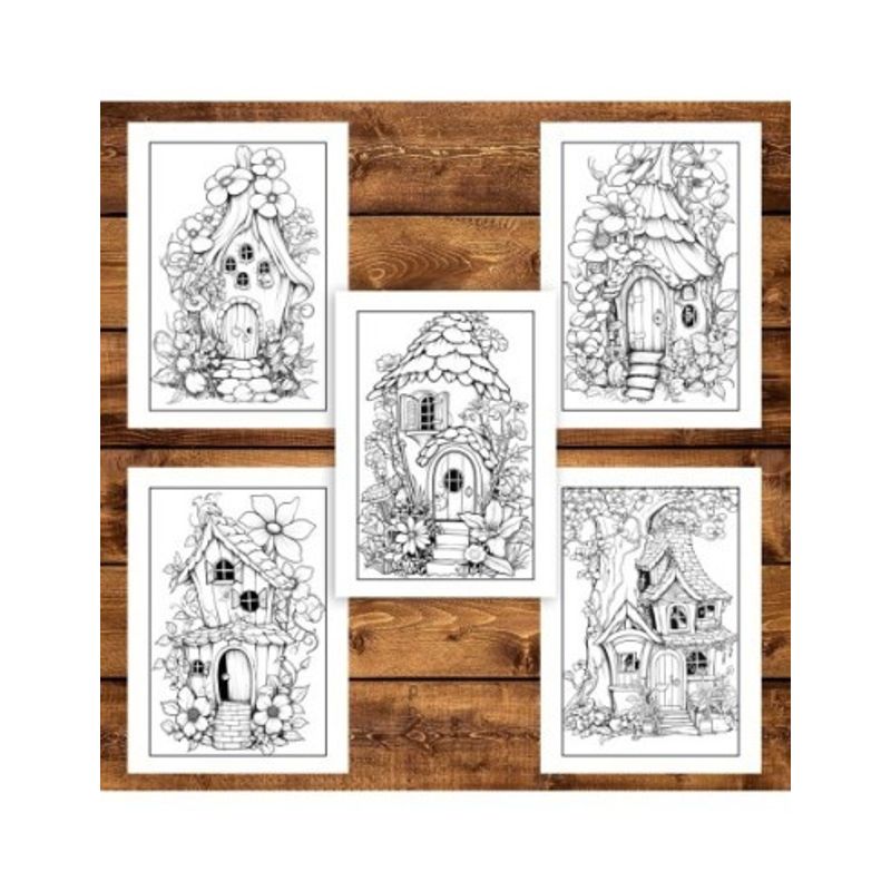 Carti si Birotica - Carti - Carti pentru copii - Carti de colorat - Carte de colorat, 50 de ilustratii, Casute Magice, 106 pagini, A5 - Infinity.ro
