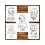 Carti si Birotica - Carti - Carti pentru copii - Carti de colorat - Carte de colorat, 50 de ilustratii, Chibi Halloween Girls, 106 pagini, A5 - Infinity.ro