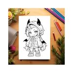 Carti si Birotica - Carti - Carti pentru copii - Carti de colorat - Carte de colorat, 50 de ilustratii, Chibi Halloween Girls, 106 pagini, A5 - Infinity.ro