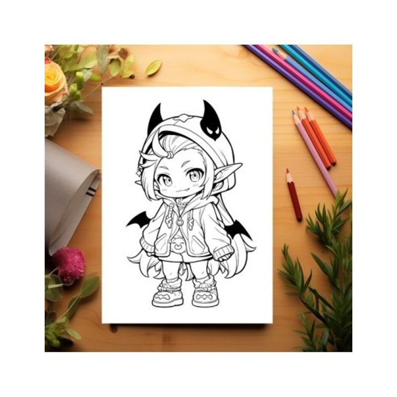 Carti si Birotica - Carti - Carti pentru copii - Carti de colorat - Carte de colorat, 50 de ilustratii, Chibi Halloween Girls, 106 pagini, A5 - Infinity.ro