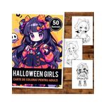 Carti si Birotica - Carti - Carti pentru copii - Carti de colorat - Carte de colorat, 50 de ilustratii, Chibi Halloween Girls, 106 pagini, A5 - Infinity.ro