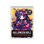 Carti si Birotica - Carti - Carti pentru copii - Carti de colorat - Carte de colorat, 50 de ilustratii, Chibi Halloween Girls, 106 pagini, A5 - Infinity.ro