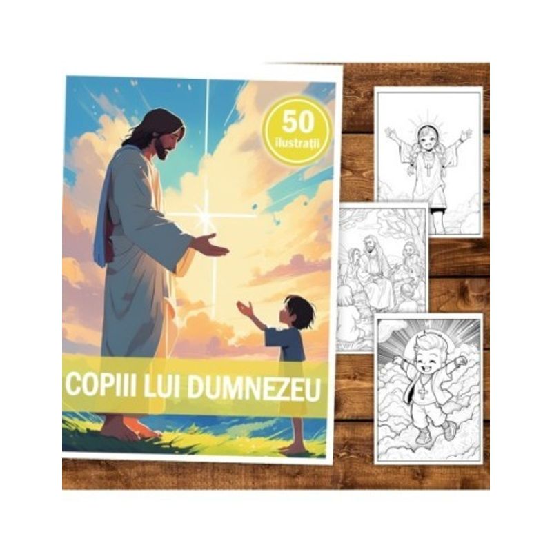 Carti si Birotica - Carti - Carti pentru copii - Carti de colorat - Carte de colorat, 50 de ilustratii, Copiii lui Dumnezeu, 106 pagini, A5 - Infinity.ro