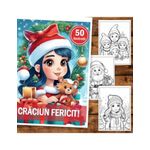 Carti si Birotica - Carti - Carti pentru copii - Carti de colorat - Carte de colorat, 50 de ilustratii, Craciun Fericit, 106 pagini, A5 - Infinity.ro