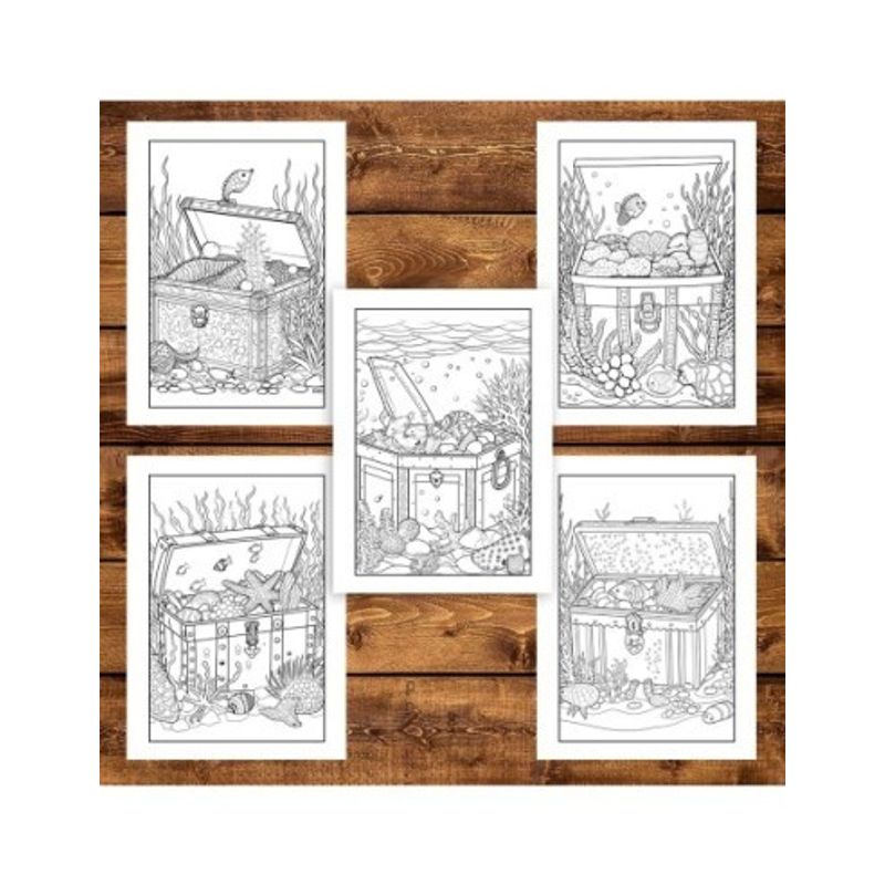 Carti si Birotica - Carti - Carti pentru copii - Carti de colorat - Carte de colorat, 50 de ilustratii, Comori sub apa, 106 pagini, A5 - Infinity.ro