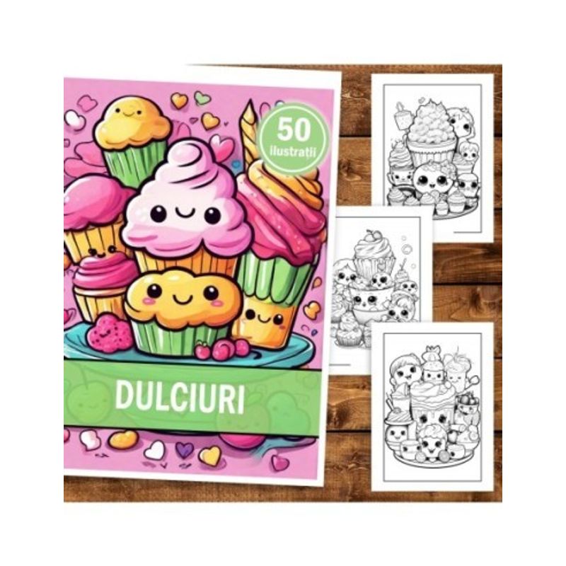 Carti si Birotica - Carti - Carti pentru copii - Carti de colorat - Carte de colorat, 50 de ilustratii, Dulciuri, 106 pagini, A5 - Infinity.ro