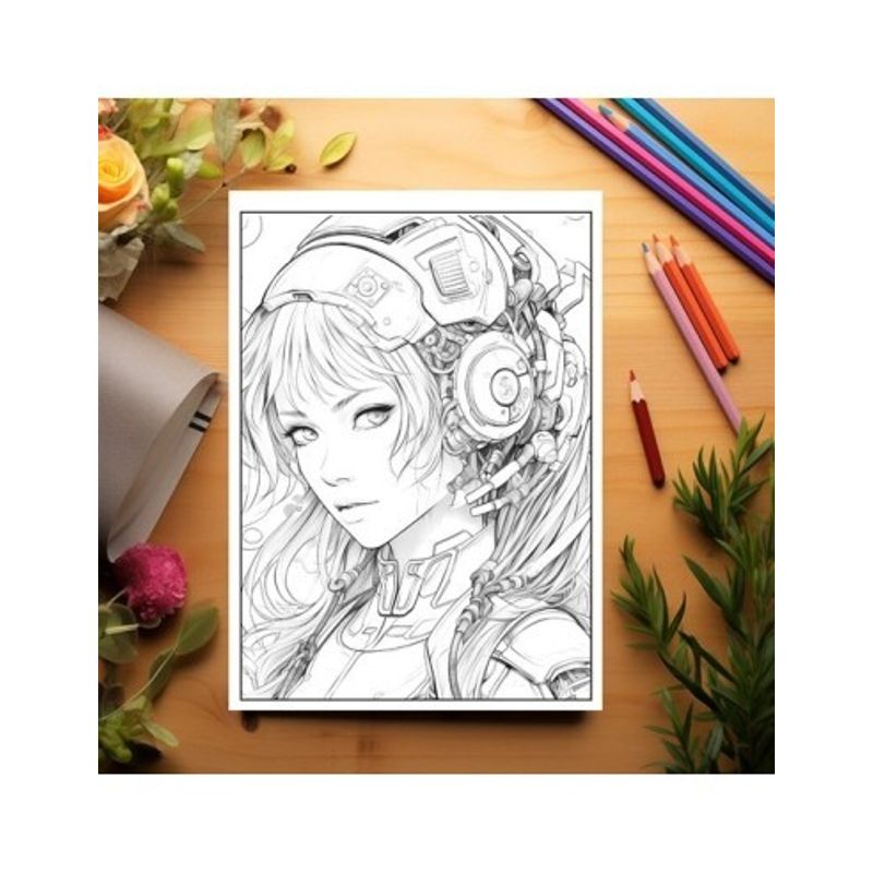 Carti si Birotica - Carti - Carti pentru copii - Carti de colorat - Carte de colorat, 50 de ilustratii, Cyberpunk Girls, 106 pagini, A5 - Infinity.ro