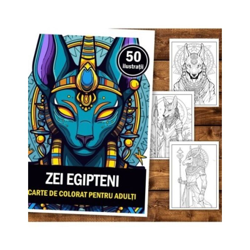 Carti si Birotica - Carti - Carti pentru copii - Carti de colorat - Carte de colorat, 50 de ilustratii, Egyptian Gods, 106 pagini, A5 - Infinity.ro