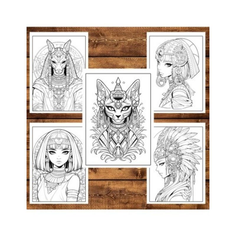 Carti si Birotica - Carti - Carti pentru copii - Carti de colorat - Carte de colorat, 50 de ilustratii, Egyptian Gods, 106 pagini, A5 - Infinity.ro