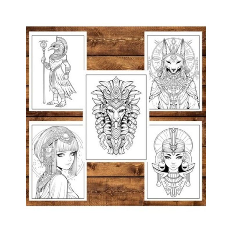 Carti si Birotica - Carti - Carti pentru copii - Carti de colorat - Carte de colorat, 50 de ilustratii, Egyptian Gods, 106 pagini, A5 - Infinity.ro
