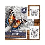 Carti si Birotica - Carti - Carti pentru copii - Carti de colorat - Carte de colorat, 50 de ilustratii, Fluturi - Volumul I, 106 pagini, A5 - Infinity.ro