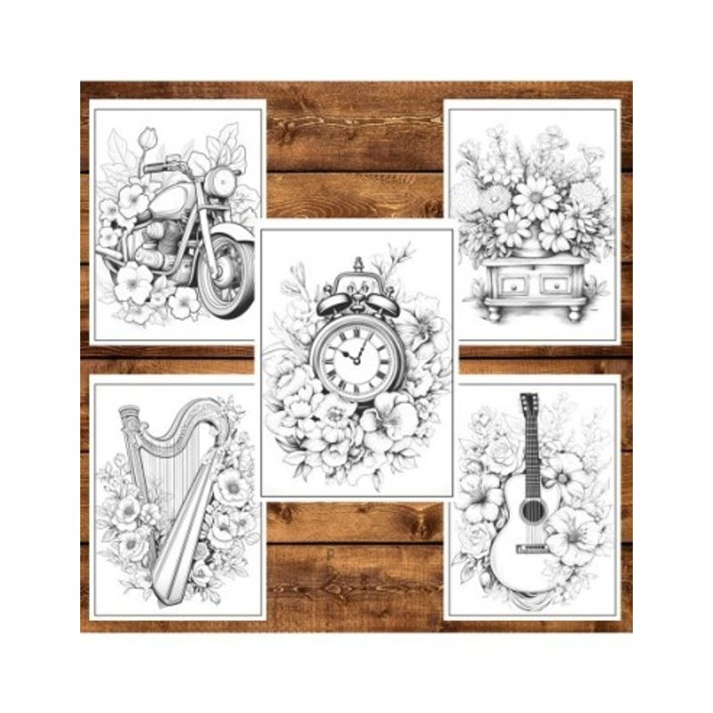Carti si Birotica - Carti - Carti pentru copii - Carti de colorat - Carte de colorat, 50 de ilustratii, Flori vintage - Volumul I, 106 pagini, A5 - Infinity.ro