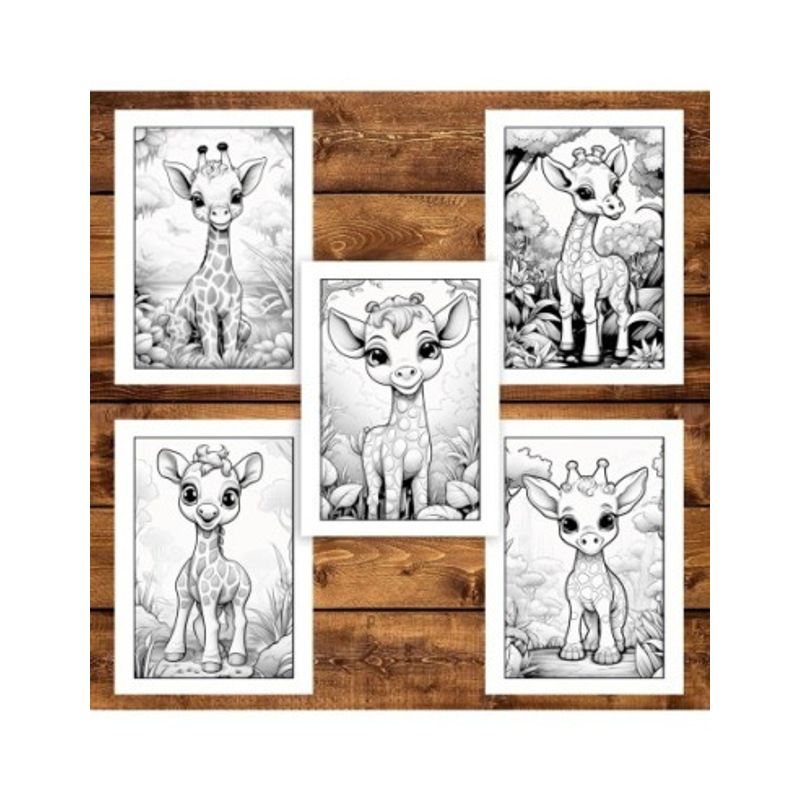 Carti si Birotica - Carti - Carti pentru copii - Carti de colorat - Carte de colorat, 50 de ilustratii, Girafe dragute, 106 pagini, A5 - Infinity.ro
