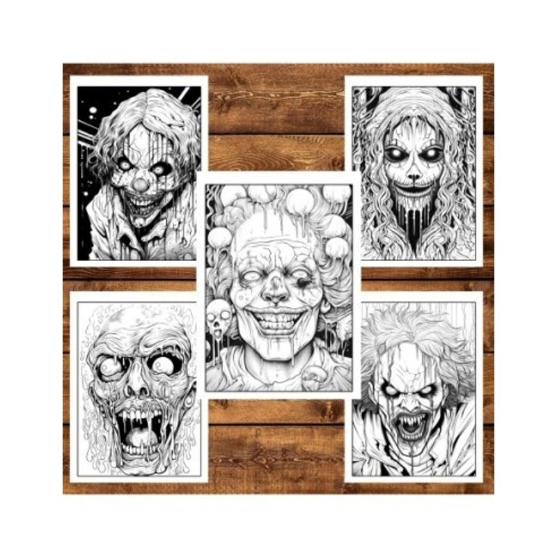 Carti si Birotica - Carti - Carti pentru copii - Carti de colorat - Carte de colorat, 50 de ilustratii, Horror Vibes, 106 pagini, A5 - Infinity.ro