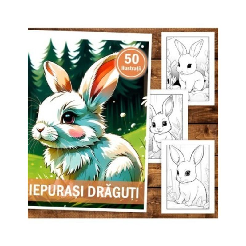 Carti si Birotica - Carti - Carti pentru copii - Carti de colorat - Carte de colorat, 50 de ilustratii, Iepurasi draguti, 106 pagini, A5 - Infinity.ro