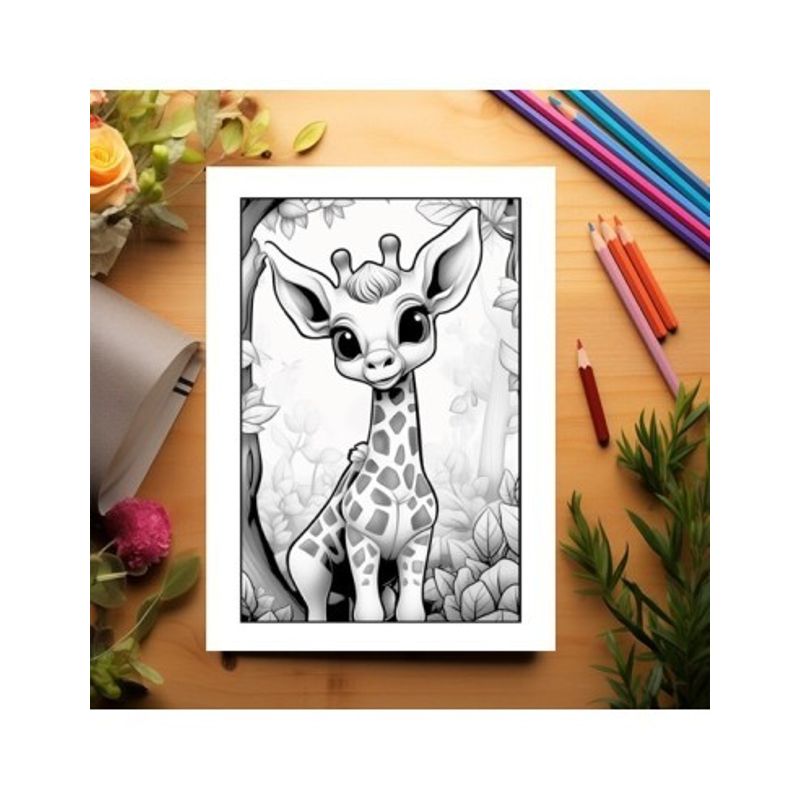 Carti si Birotica - Carti - Carti pentru copii - Carti de colorat - Carte de colorat, 50 de ilustratii, Girafe dragute, 106 pagini, A5 - Infinity.ro