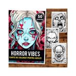 Carti si Birotica - Carti - Carti pentru copii - Carti de colorat - Carte de colorat, 50 de ilustratii, Horror Vibes, 106 pagini, A5 - Infinity.ro