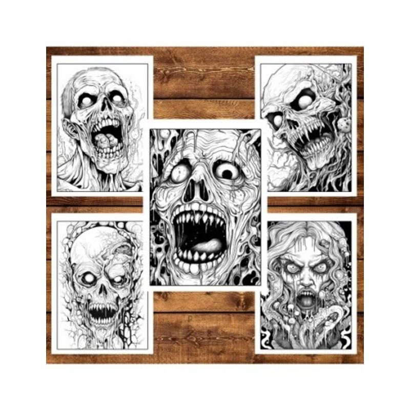 Carti si Birotica - Carti - Carti pentru copii - Carti de colorat - Carte de colorat, 50 de ilustratii, Horror Vibes, 106 pagini, A5 - Infinity.ro