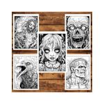 Carti si Birotica - Carti - Carti pentru copii - Carti de colorat - Carte de colorat, 50 de ilustratii, Horror Vibes, 106 pagini, A5 - Infinity.ro