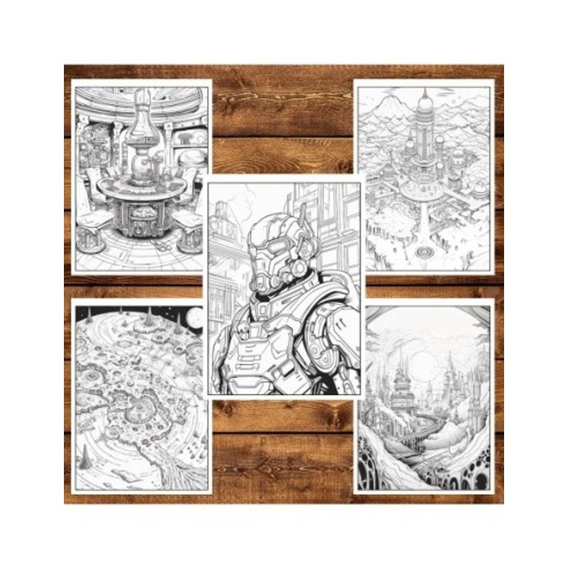 Carti si Birotica - Carti - Carti pentru copii - Carti de colorat - Carte de colorat, 50 de ilustratii, O lume din viitor - Volumul I, 106 pagini, A5 - Infinity.ro