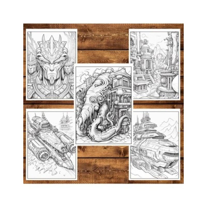 Carti si Birotica - Carti - Carti pentru copii - Carti de colorat - Carte de colorat, 50 de ilustratii, O lume din viitor - Volumul II, 106 pagini, A5 - Infinity.ro
