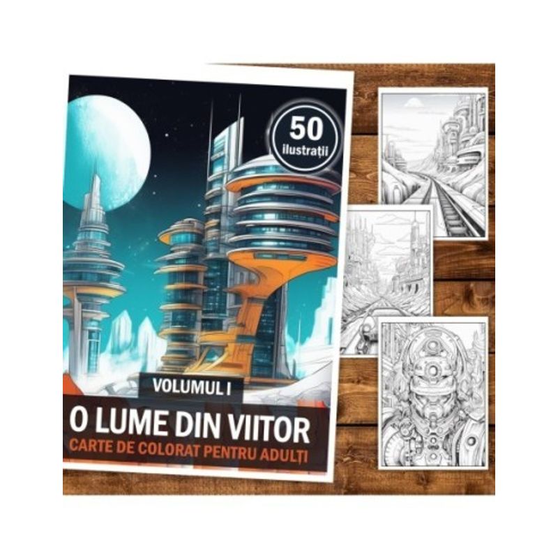 Carti si Birotica - Carti - Carti pentru copii - Carti de colorat - Carte de colorat, 50 de ilustratii, O lume din viitor - Volumul I, 106 pagini, A5 - Infinity.ro