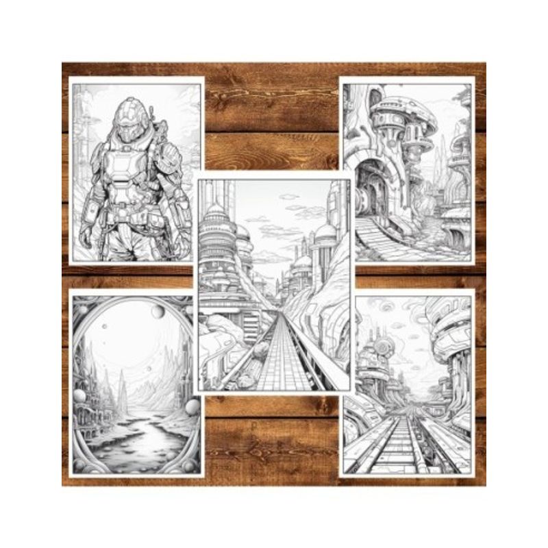Carti si Birotica - Carti - Carti pentru copii - Carti de colorat - Carte de colorat, 50 de ilustratii, O lume din viitor - Volumul I, 106 pagini, A5 - Infinity.ro