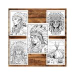 Carti si Birotica - Carti - Carti pentru copii - Carti de colorat - Carte de colorat, 50 de ilustratii, Native Americans, 106 pagini, A5 - Infinity.ro