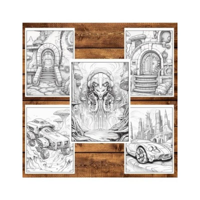 Carti si Birotica - Carti - Carti pentru copii - Carti de colorat - Carte de colorat, 50 de ilustratii, O lume din viitor - Volumul I, 106 pagini, A5 - Infinity.ro
