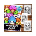 Carti si Birotica - Carti - Carti pentru copii - Carti de colorat - Carte de colorat, 50 de ilustratii, Monstruleti draguti, 106 pagini, A5 - Infinity.ro
