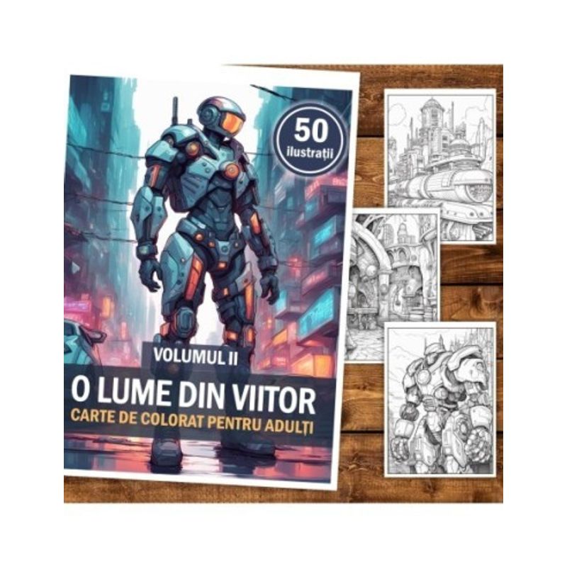 Carti si Birotica - Carti - Carti pentru copii - Carti de colorat - Carte de colorat, 50 de ilustratii, O lume din viitor - Volumul II, 106 pagini, A5 - Infinity.ro