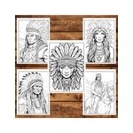 Carti si Birotica - Carti - Carti pentru copii - Carti de colorat - Carte de colorat, 50 de ilustratii, Native Americans, 106 pagini, A5 - Infinity.ro