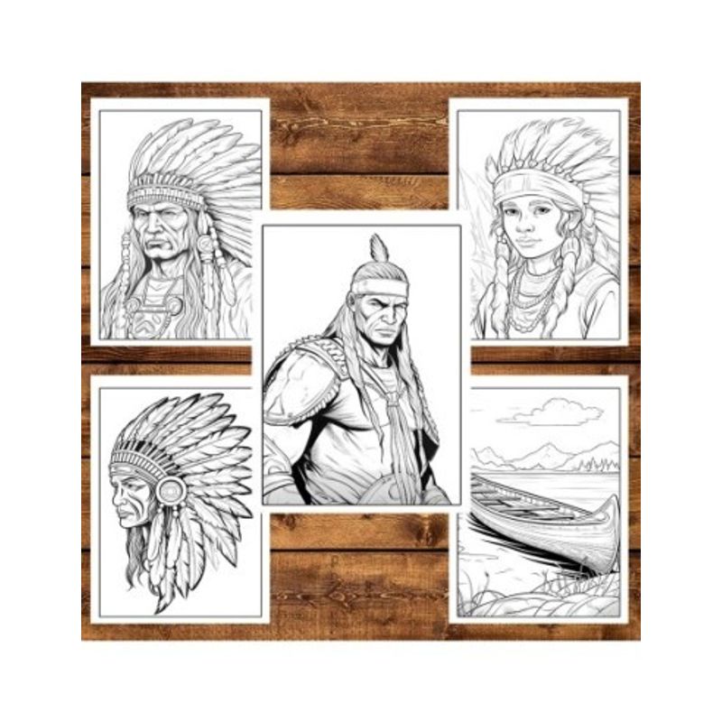 Carti si Birotica - Carti - Carti pentru copii - Carti de colorat - Carte de colorat, 50 de ilustratii, Native Americans, 106 pagini, A5 - Infinity.ro