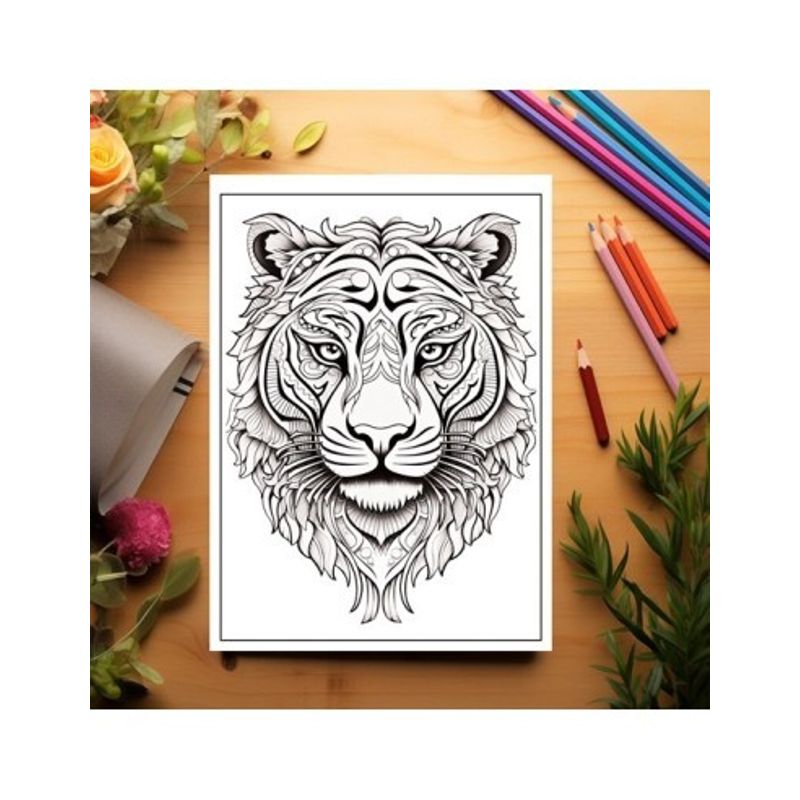 Carti si Birotica - Carti - Carti pentru copii - Carti de colorat - Carte de colorat, 50 de ilustratii, Tigrii Mandala, 106 pagini, A5 - Infinity.ro