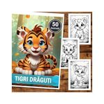 Carti si Birotica - Carti - Carti pentru copii - Carti de colorat - Carte de colorat, 50 de ilustratii, Tigri draguti, 106 pagini, A5 - Infinity.ro