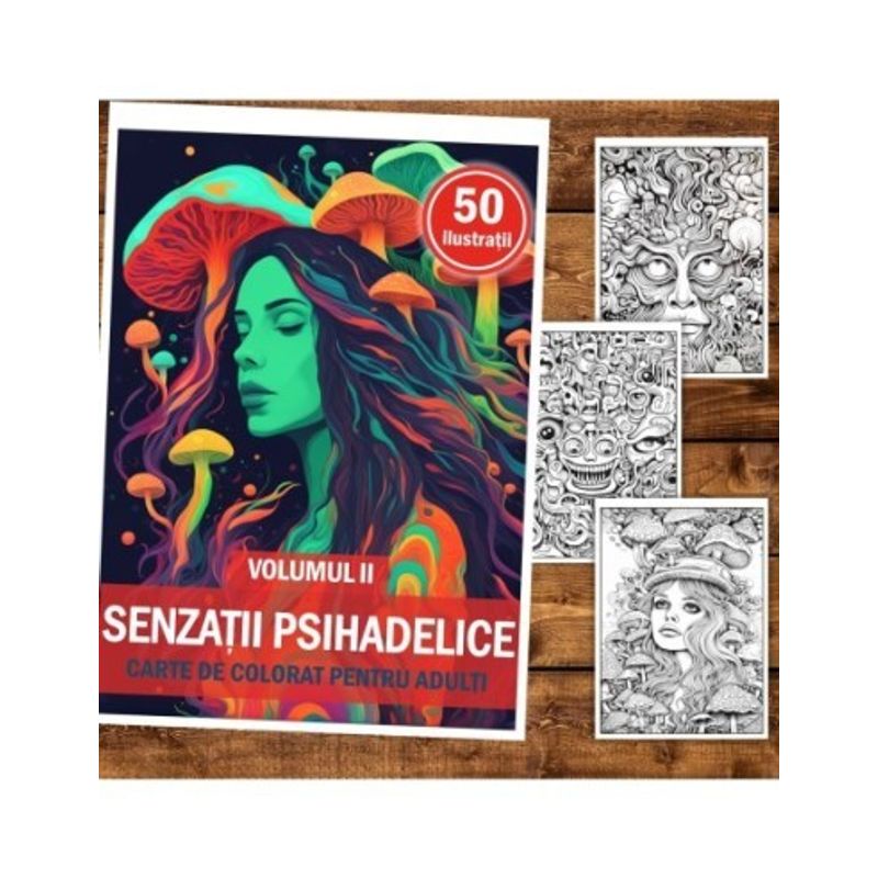 Carti si Birotica - Carti - Carti pentru copii - Carti de colorat - Carte de colorat, 50 de ilustratii, Senzatii Psihedelice - Volumul II, 106 pagini, A5 - Infinity.ro