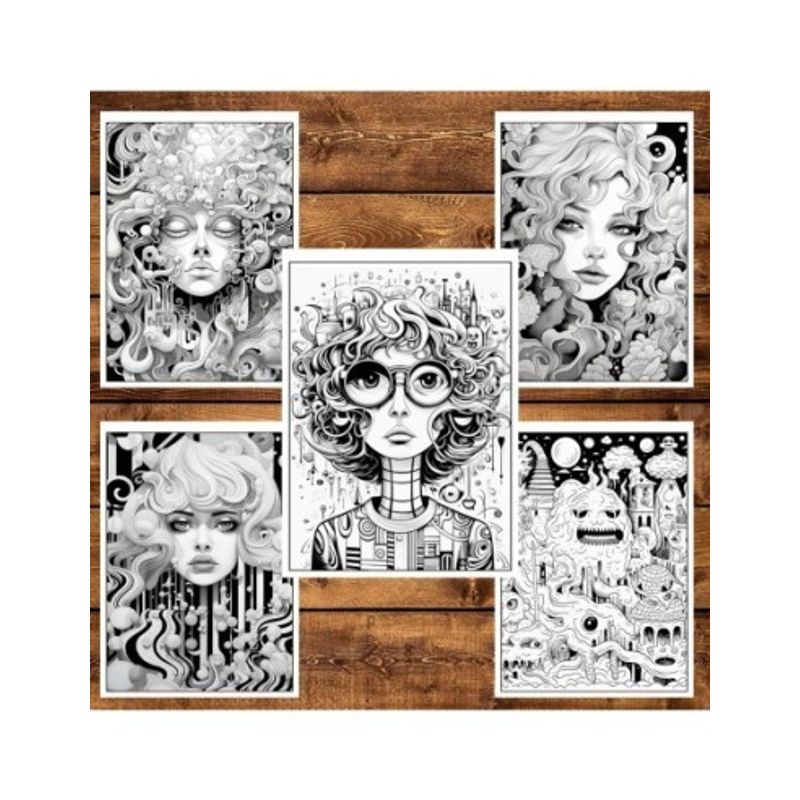 Carti si Birotica - Carti - Carti pentru copii - Carti de colorat - Carte de colorat, 50 de ilustratii, Trippy - Volumul I, 106 pagini, A5 - Infinity.ro