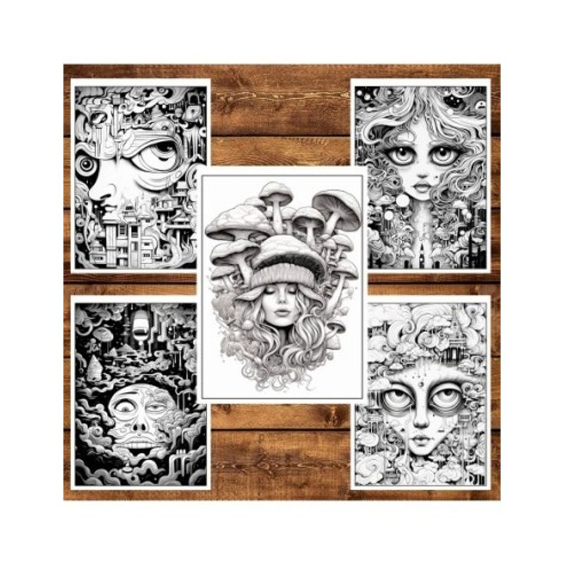 Carti si Birotica - Carti - Carti pentru copii - Carti de colorat - Carte de colorat, 50 de ilustratii, Trippy - Volumul I, 106 pagini, A5 - Infinity.ro