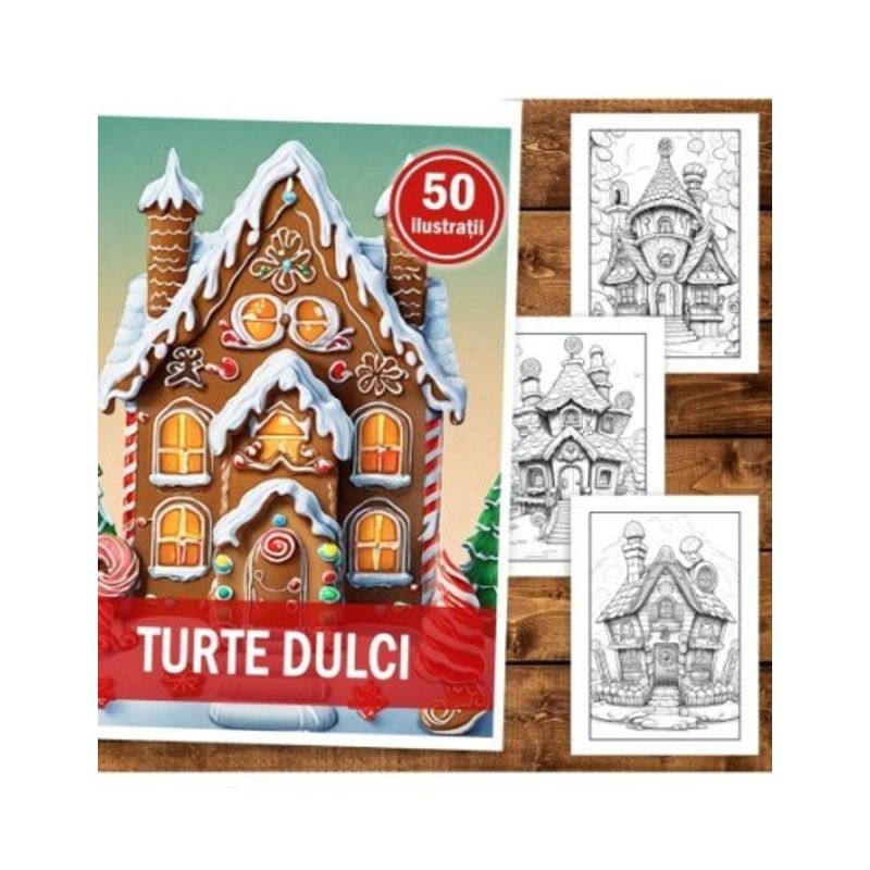 Carti si Birotica - Carti - Carti pentru copii - Carti de colorat - Carte de colorat, 50 de ilustratii, Turte Dulci, 106 pagini, A5 - Infinity.ro