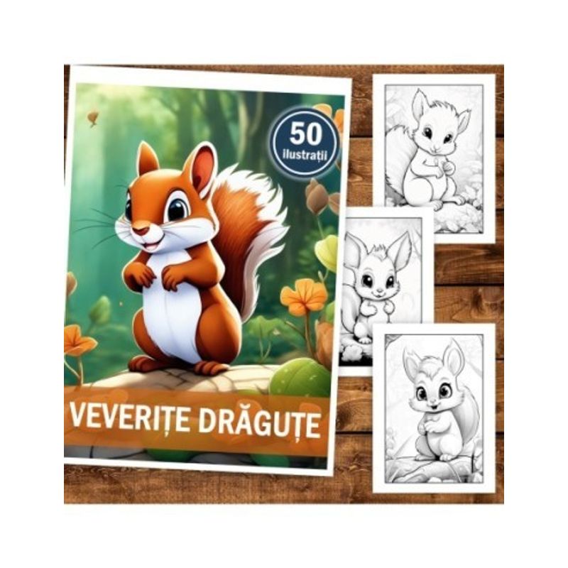 Carti si Birotica - Carti - Carti pentru copii - Carti de colorat - Carte de colorat, 50 de ilustratii, Veverite dragute, 106 pagini, A5 - Infinity.ro