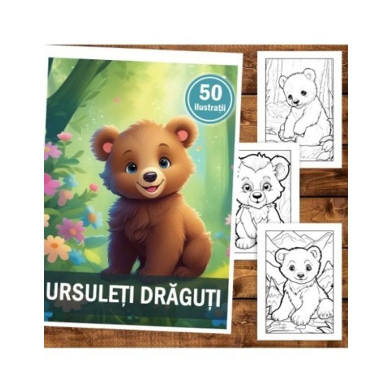 Carti si Birotica - Carti - Carti pentru copii - Carti de colorat - Carte de colorat, 50 de ilustratii, Ursuleti draguti, 106 pagini, A5 - Infinity.ro