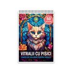 Carti si Birotica - Carti - Carti pentru copii - Carti de colorat - Carte de colorat, 50 de ilustratii, Vitralii cu Pisici, 106 pagini, A5 - Infinity.ro