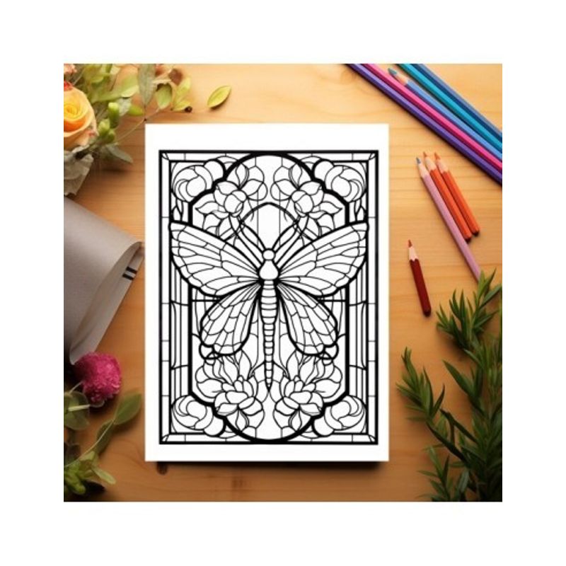 Carti si Birotica - Carti - Carti pentru copii - Carti de colorat - Carte de colorat, 50 de ilustratii, Vitralii cu Animale, 106 pagini, A5 - Infinity.ro