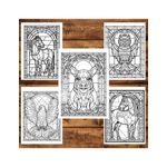 Carti si Birotica - Carti - Carti pentru copii - Carti de colorat - Carte de colorat, 50 de ilustratii, Vitralii cu Animale, 106 pagini, A5 - Infinity.ro
