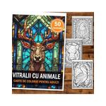 Carti si Birotica - Carti - Carti pentru copii - Carti de colorat - Carte de colorat, 50 de ilustratii, Vitralii cu Animale, 106 pagini, A5 - Infinity.ro