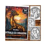 Carti si Birotica - Carti - Carti pentru copii - Carti de colorat - Carte de colorat, 50 de ilustratii, Vitralii cu Dragoni - Volumul I, 106 pagini, A5 - Infinity.ro