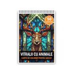 Carti si Birotica - Carti - Carti pentru copii - Carti de colorat - Carte de colorat, 50 de ilustratii, Vitralii cu Animale, 106 pagini, A5 - Infinity.ro